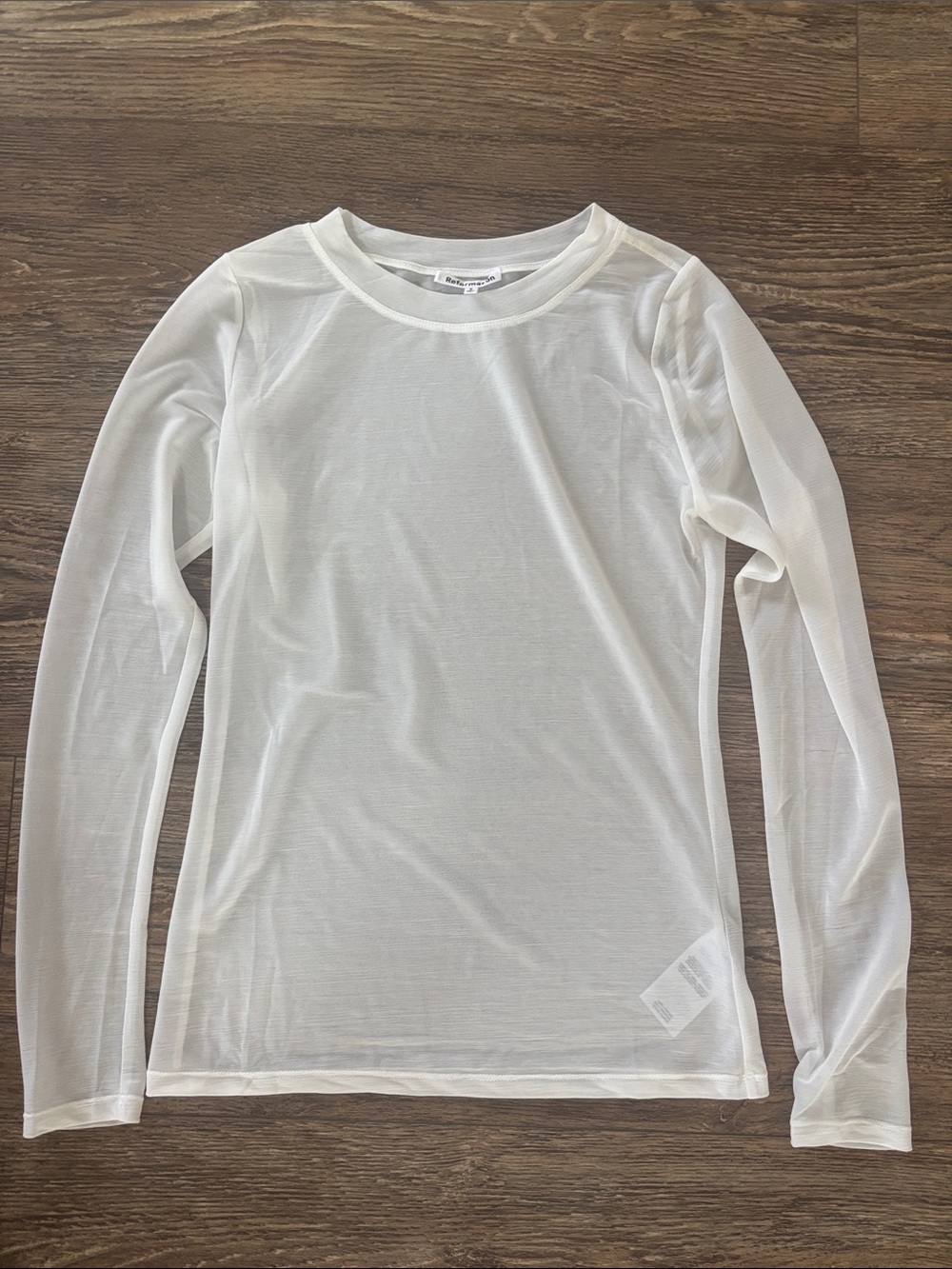 Reformation Sheer Long Sleeve Top in White Women's Size Small